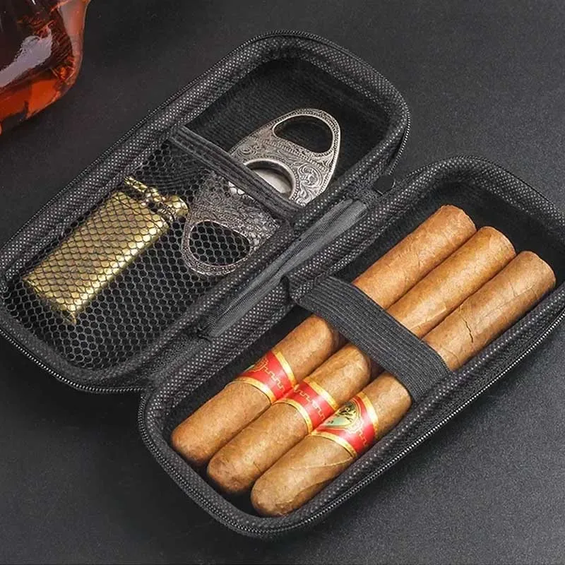Travel Accessories Bag - 携帯シガーケース EVA 軽量トラベル収納バッグ ポーチ シガーライター カッター
