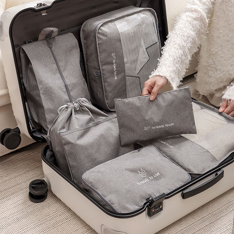 Travel Accessories Kit For Women - 7ピース旅行用パッキングキューブセット 男女兼用 防水荷物整理バッグ 衣類・靴・下着用ポーチ スーツケースキット