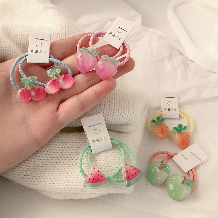 Travel Accessories For 4 Year Old - キッズキャロットヘアタイ 5ペア 滑り止め弾性ヘアバンド 女の子用 ソフトフルーツヘアアクセサリー 幼児用
