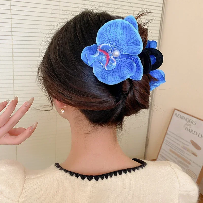 Travel Accessories Kit - 女性用バタフライオーキッドヘアクロー,ボヘミアンクリップ,花,花,サメ,ファッショナブルなヘアピンのセット,3個