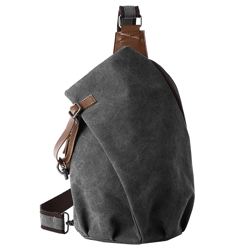 Travel Accessories Men - MTE ELAN 大容量レトロキャンバススリングバッグ男性革チェストバッグカジュアル旅行レジャー男性オリーブグリーンショルダーバックパック