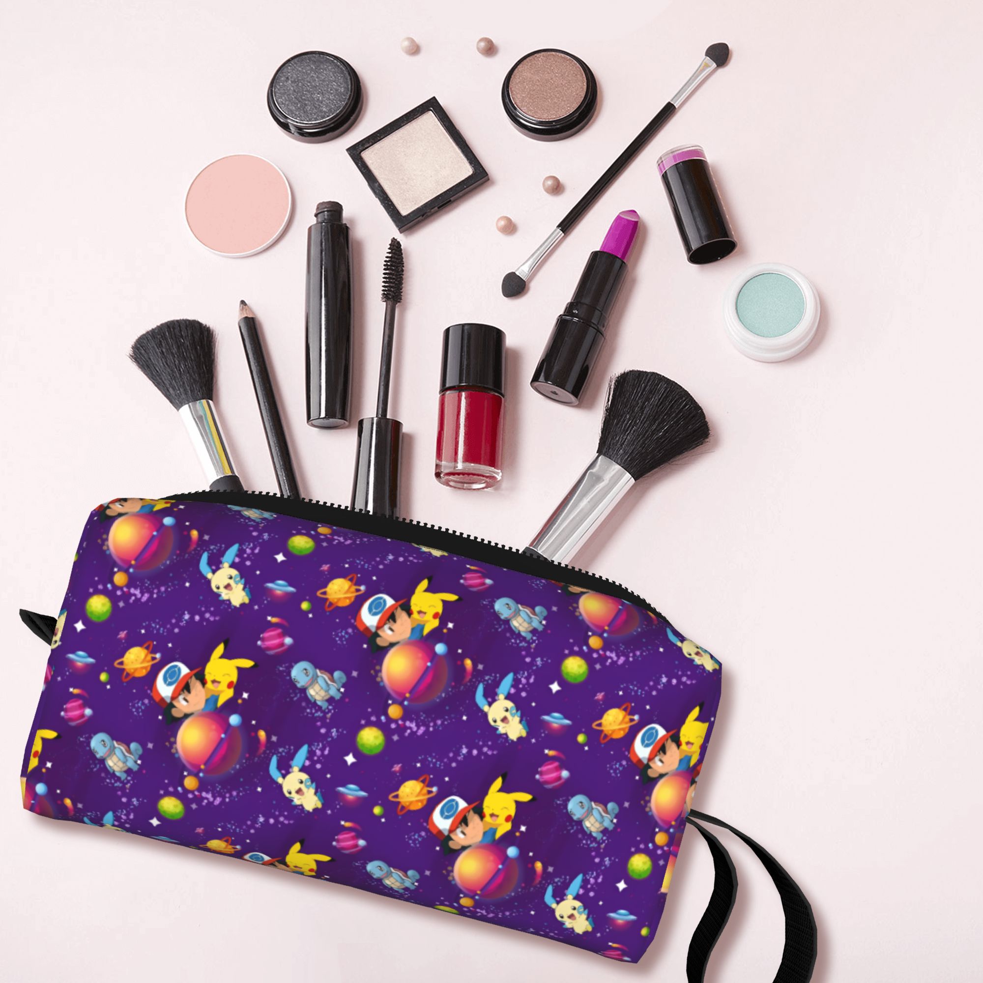 Travel Accessories Kit For Women - カスタムトラベルポケモン風P-ピカチュウトイレタリーバッグキュートコスメティックメイクアップオーガナイザー女性用ビューティーストレージドップキットケース