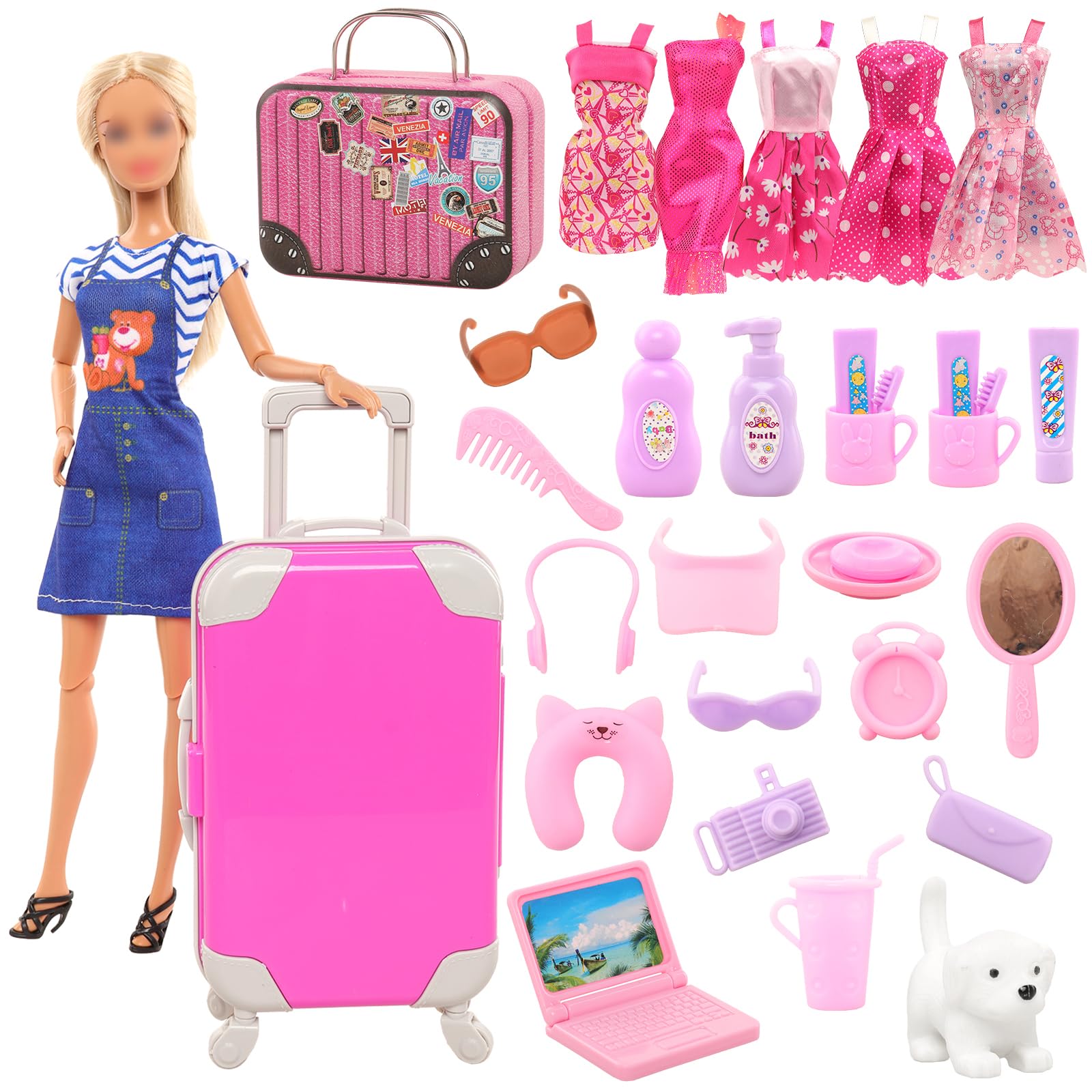 Travel Accessories For Europe - バワ-女の子のための人形の服とアクセサリー,ファッショナブルな家具,3〜8歳の子供へのギフト,11.5のlnch,30個
