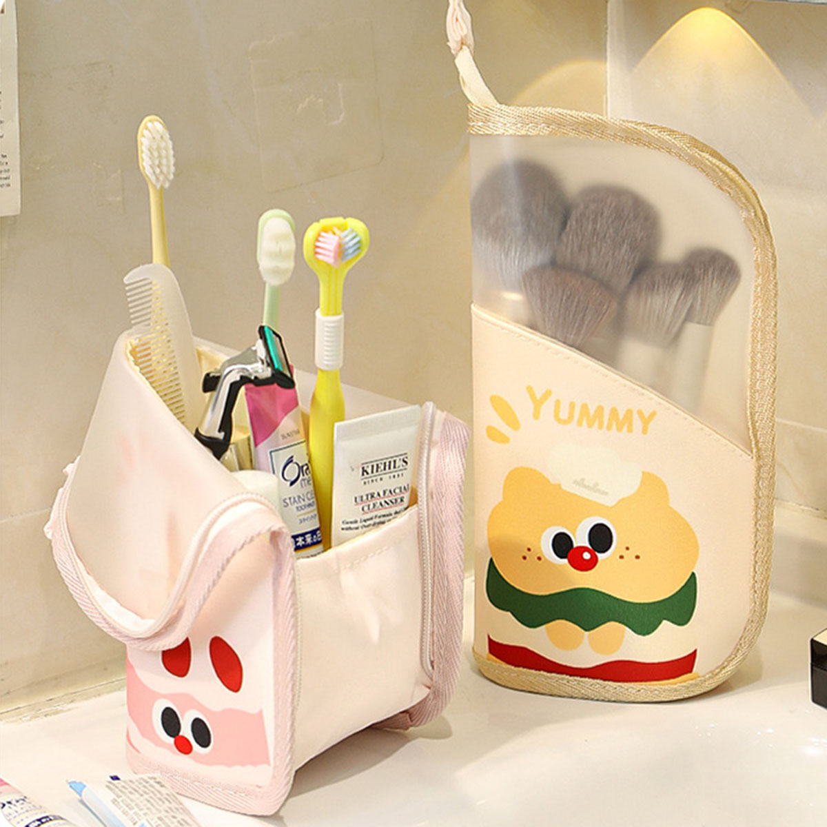 Travel Accessories Bag - 1 個化粧品バッグトラベルスタンド収納メイクアップ下着オーガナイザー女性メイクアップポーチポータブルトイレタリー美容ケース