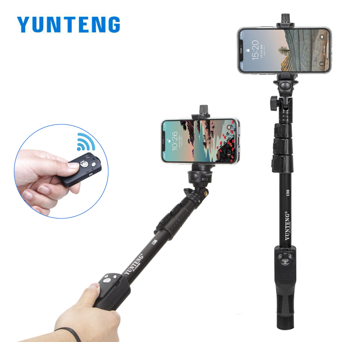Travel Video Accessories - Yunteng-自撮り棒1288,Bluetoothリモコン付きポータブル一脚,屋外旅行写真アクセサリー