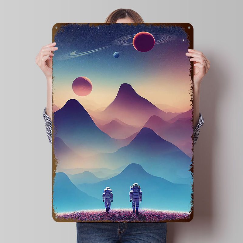 Travel Accessories For Europe - 宇宙飛行士旅行ポスター カスタマイズされたヴィンテージメタルサイン ウォールアート レトロブリキ飾り板 バーアクセサリー 部屋の装飾