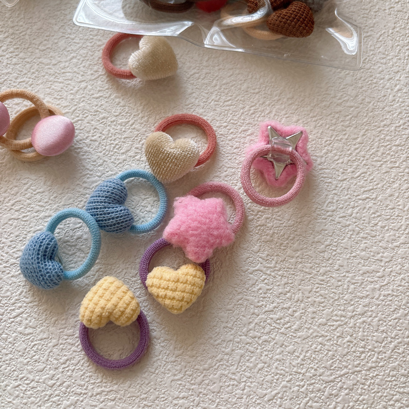 Travel Accessories For 4 Year Old - 10 個韓国ファッション女の赤ちゃんヘアネクタイ素敵な星/ハート女の子弾性ヘアバンドヘアアクセサリーベビー親指帽子ロープ
