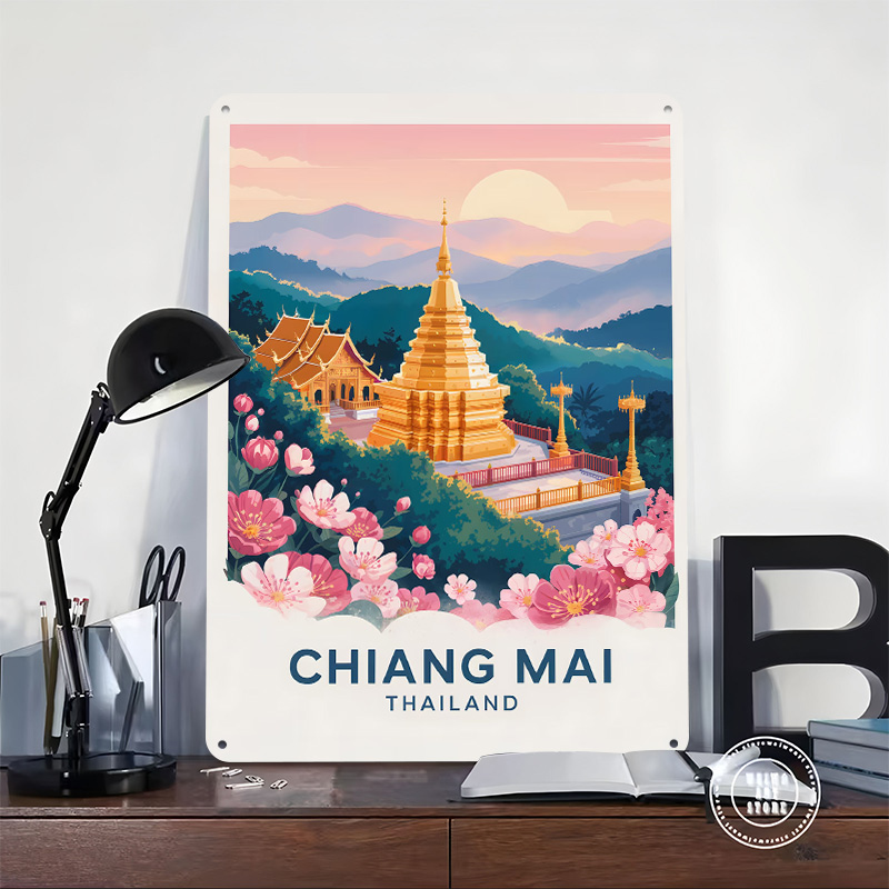 チアンマイタイ旅行メタルポスターカスタムウォールアートレトロ - Travel Accessories For Europe のレビューと価格