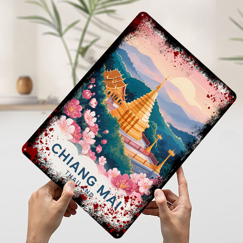 チアンマイタイ旅行メタルポスターカスタムウォールアートレトロ - Travel Accessories For Europe のレビューと価格