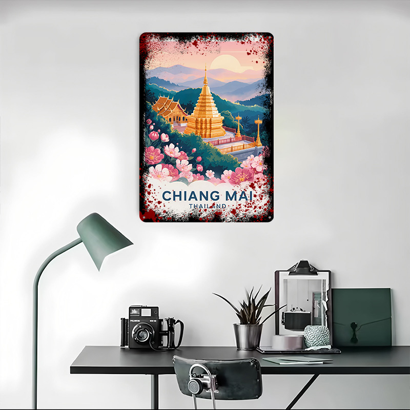チアンマイタイ旅行メタルポスターカスタムウォールアートレトロ - Travel Accessories For Europe のレビューと価格