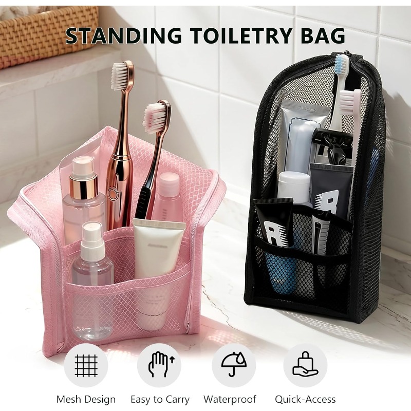 メッシュトイレタリーバッグ 通気性 速乾性 縦型歯ブラシホル - Travel Accessories Bag のレビューと価格