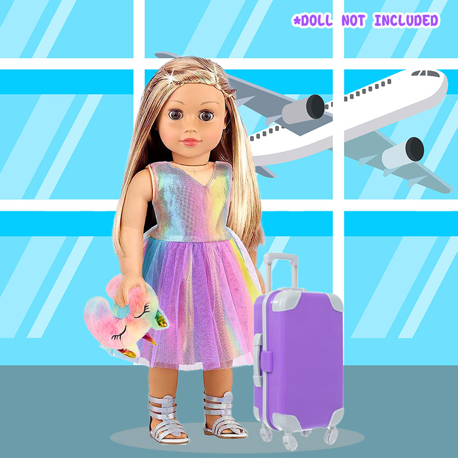 18インチ人形用服とアクセサリー、人形用スーツケース旅行セッ - Travel Accessories Teens のレビューと価格