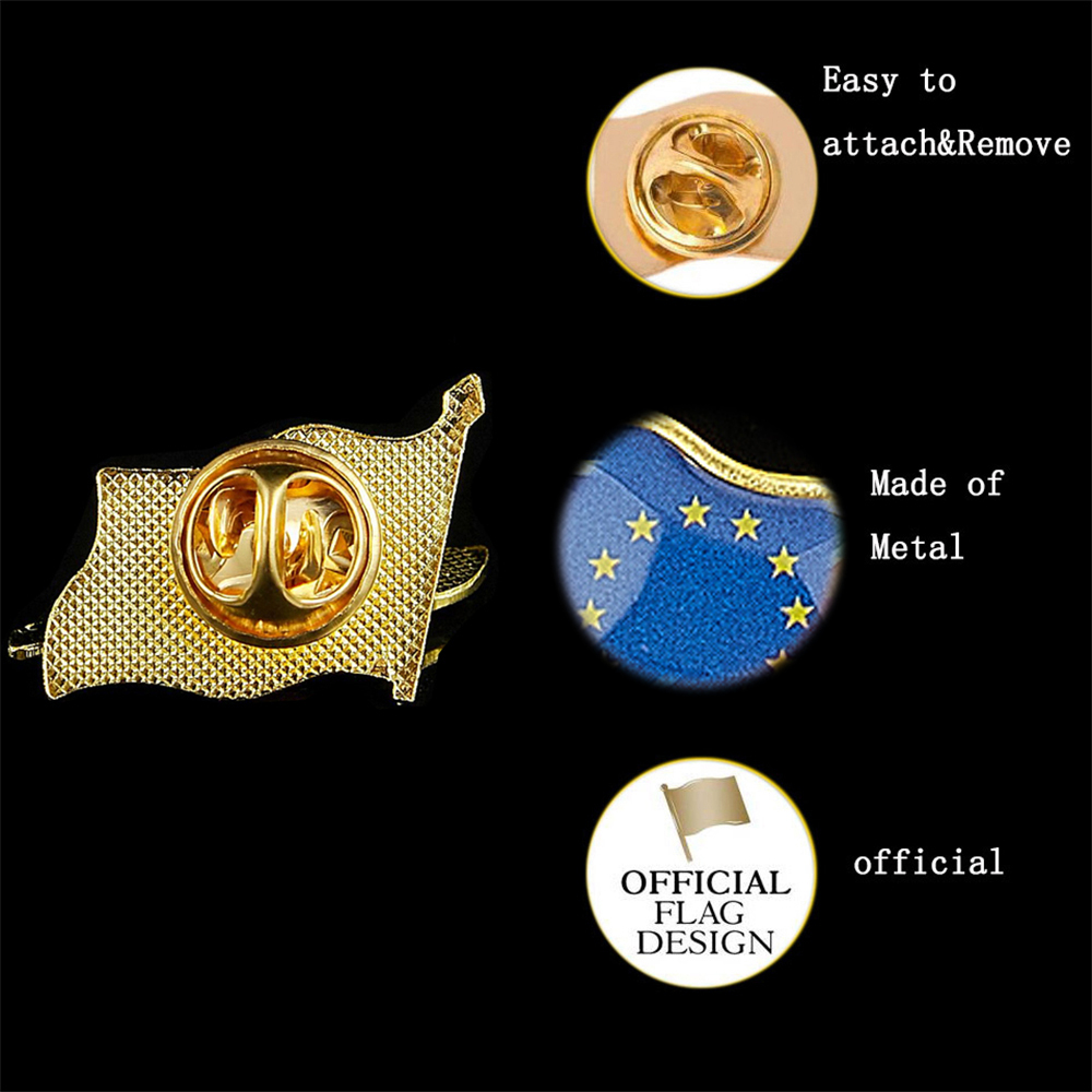 欧州連合の愛国心のバッジ、金メッキの手を振る旗の襟、スーツや - Travel Accessories For Europe のレビューと価格