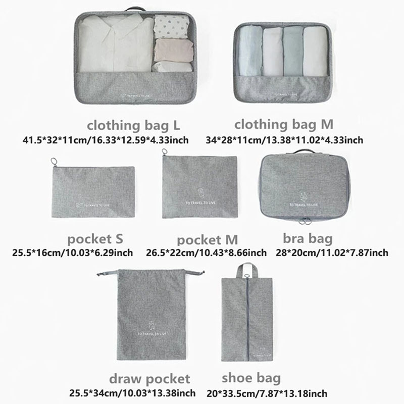7ピース旅行用パッキングキューブセット 男女兼用 防水荷物整 - Travel Accessories Kit For Women のレビューと価格