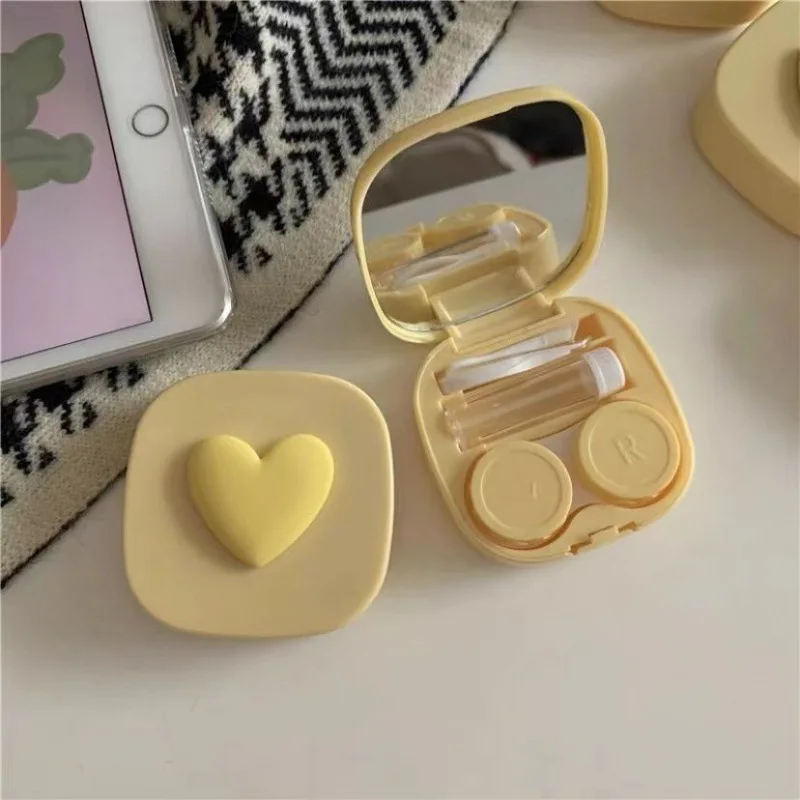 パープルハートコンタクトレンズケースボックスミラーミニ素敵な - Travel Accessories Kit For Women のレビューと価格