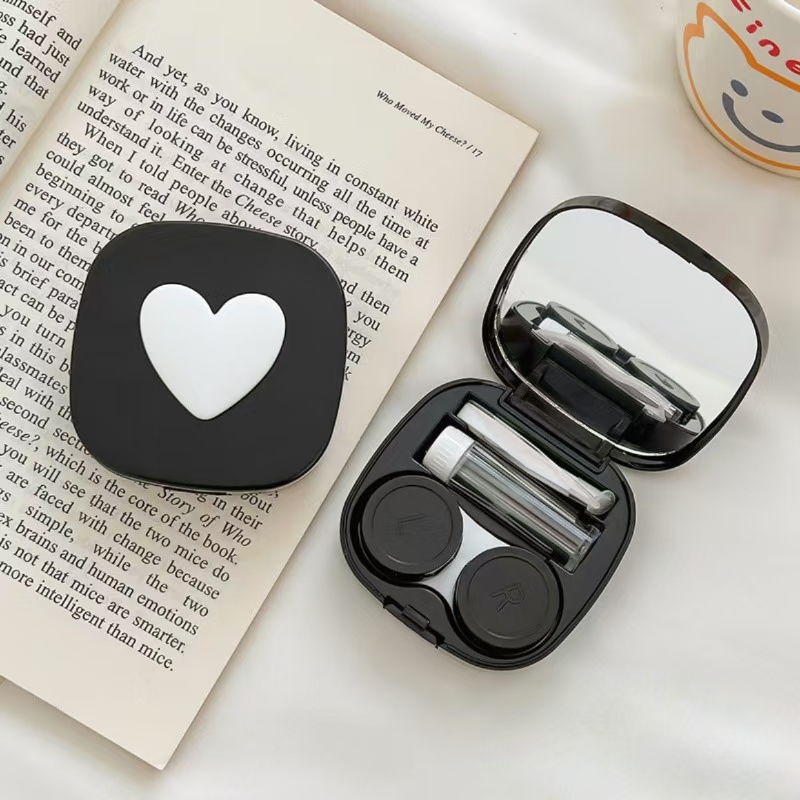 ハート コンタクト レンズ ケース ミラー付き ミニ ラブリ - Travel Accessories Kit For Women のレビューと価格