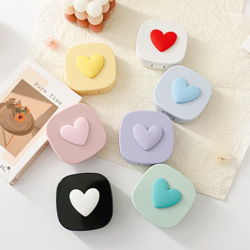 ハート コンタクト レンズ ケース ミラー付き ミニ ラブリ - Travel Accessories Kit For Women のレビューと価格