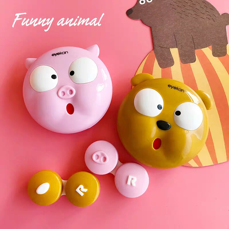 かわいい豚コンタクトレンズケース女性用カラードッグレンズボッ - Travel Video Accessories のレビューと価格
