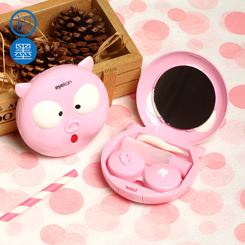 かわいい豚コンタクトレンズケース女性用カラードッグレンズボッ - Travel Video Accessories のレビューと価格