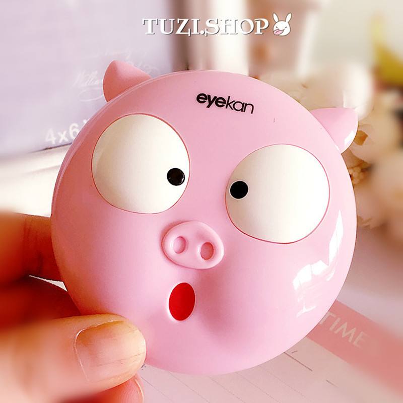 かわいい豚コンタクトレンズケース女性用カラードッグレンズボッ - Travel Video Accessories のレビューと価格
