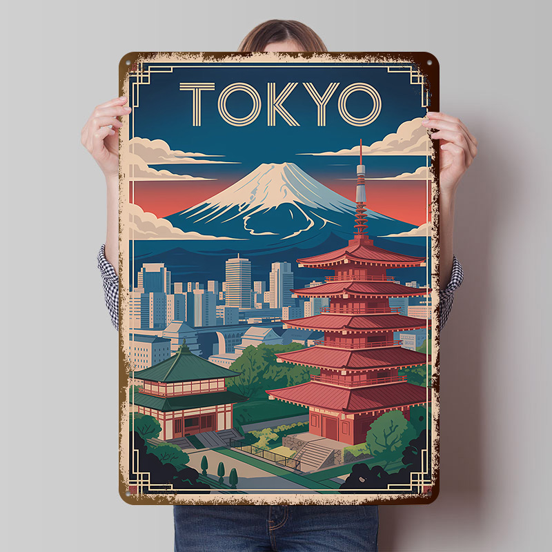 東京旅行と富士山メタルポスター、カスタムウォールアート、レト - Travel Accessories For Europe のレビューと価格
