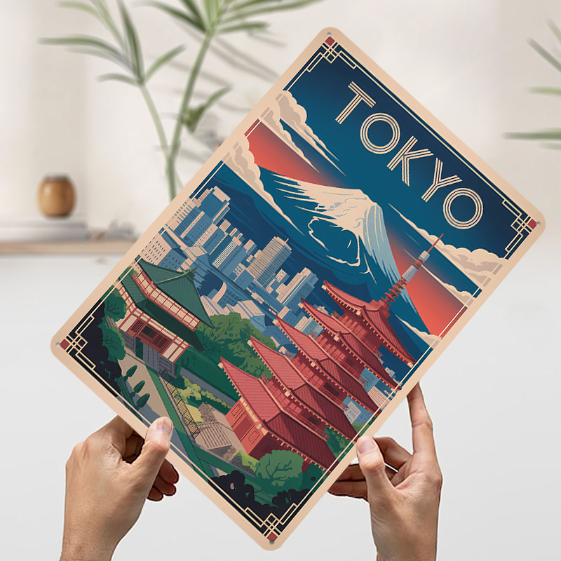 東京旅行と富士山メタルポスター、カスタムウォールアート、レト - Travel Accessories For Europe のレビューと価格