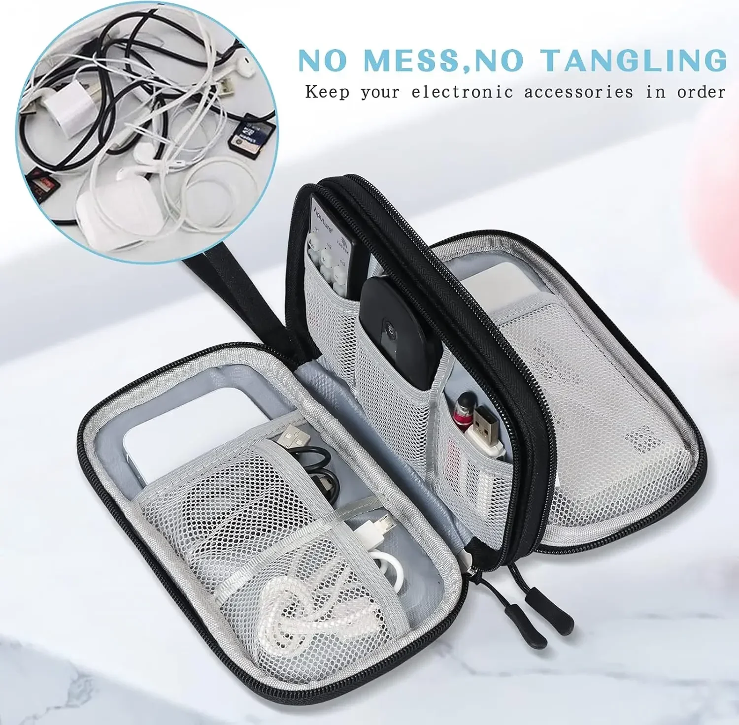 トラベルケーブルバッグ ポータブルデジタル収納ポーチ 充電器 - Travel Accessories Bag のレビューと価格