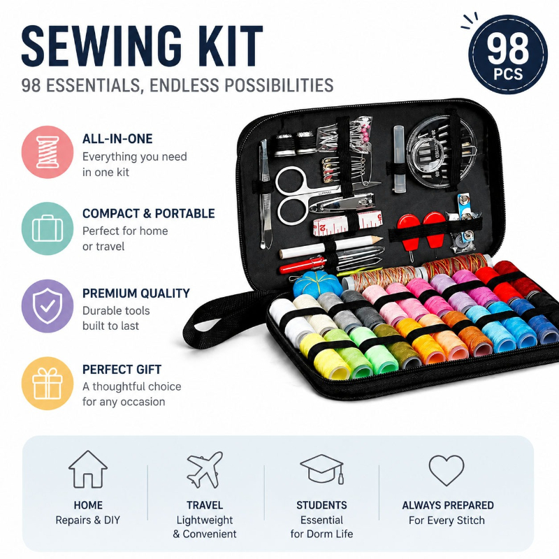 68/98個入り裁縫道具セット、裁縫工芸キット、便利で持ち運 - Travel Accessories Kit のレビューと価格
