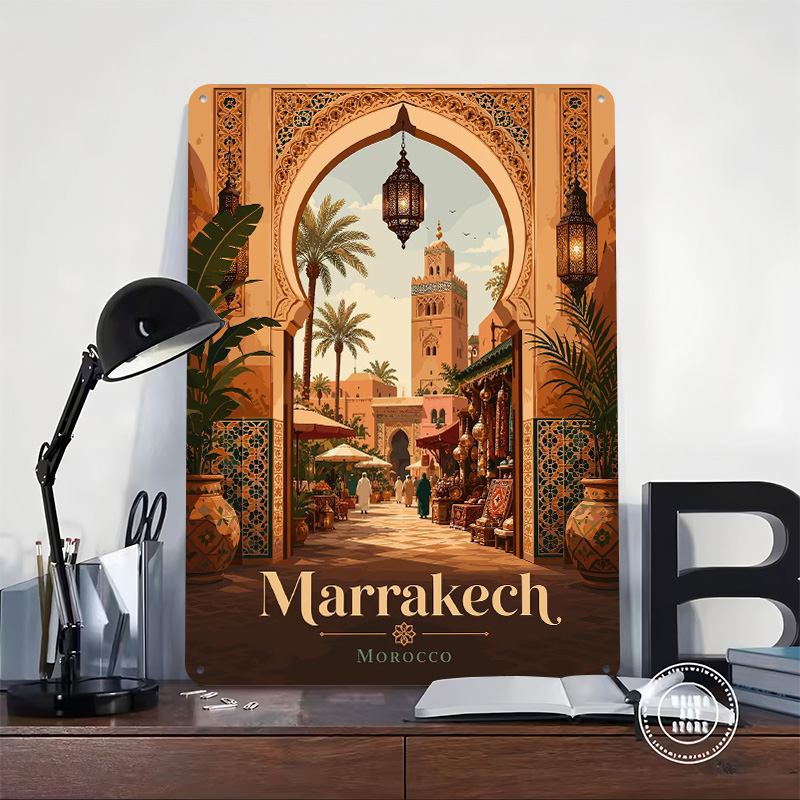 マラケシュ モロッコ旅行メタルポスター ファンや愛好家への完 - Travel Accessories For Europe のレビューと価格