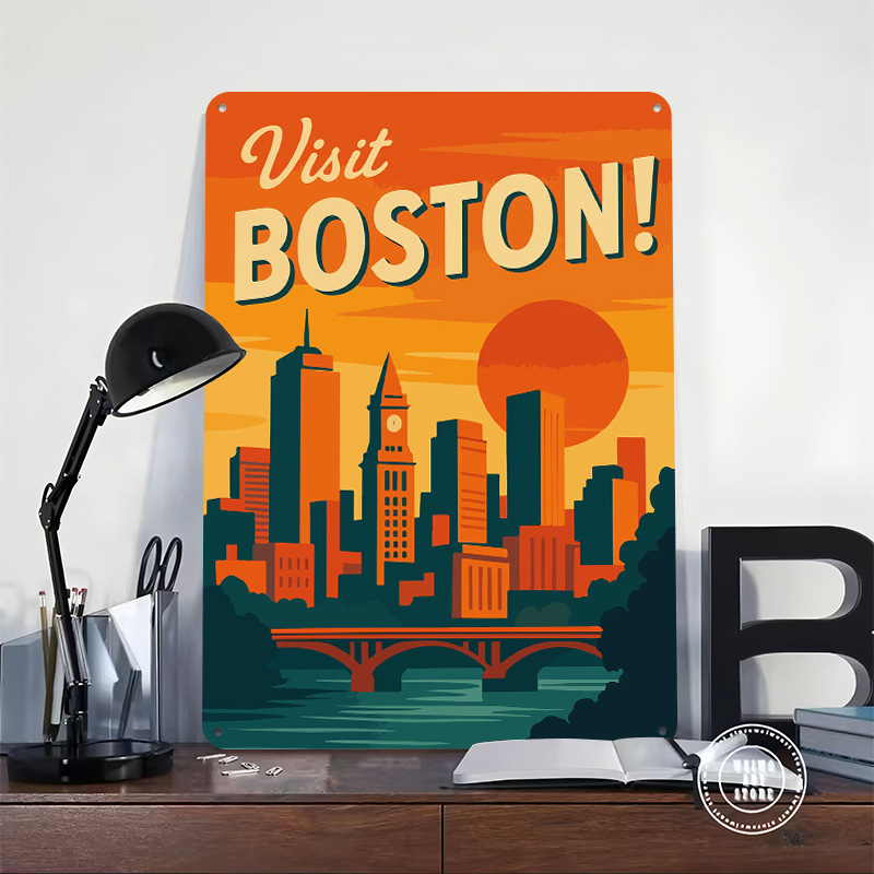 ボストンヴィンテージトラベルメタルポスター ファンや愛好家へ - Travel Accessories For Europe のレビューと価格