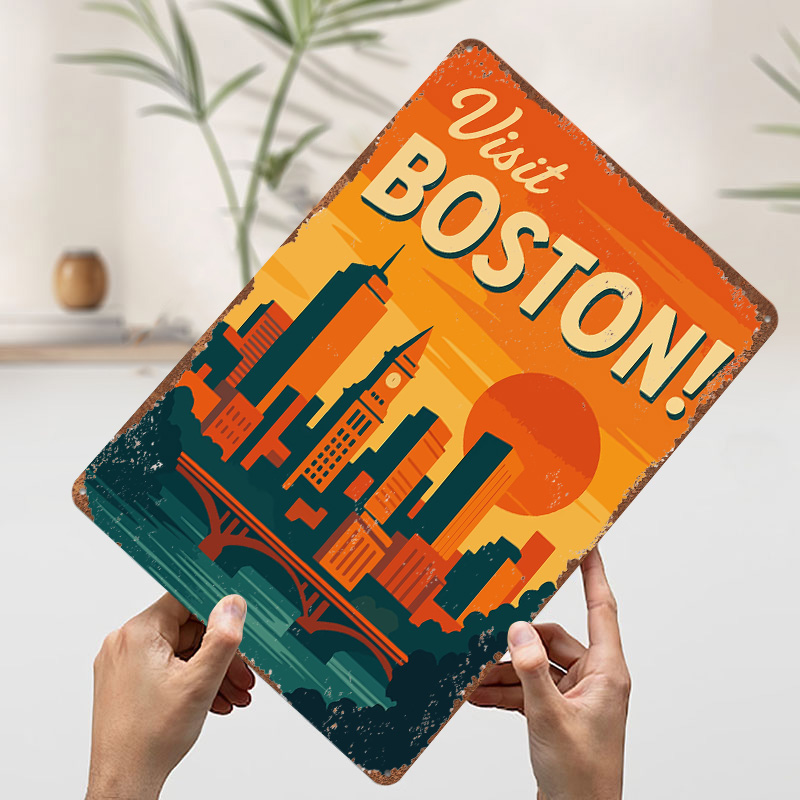 ボストンヴィンテージトラベルメタルポスター ファンや愛好家へ - Travel Accessories For Europe のレビューと価格