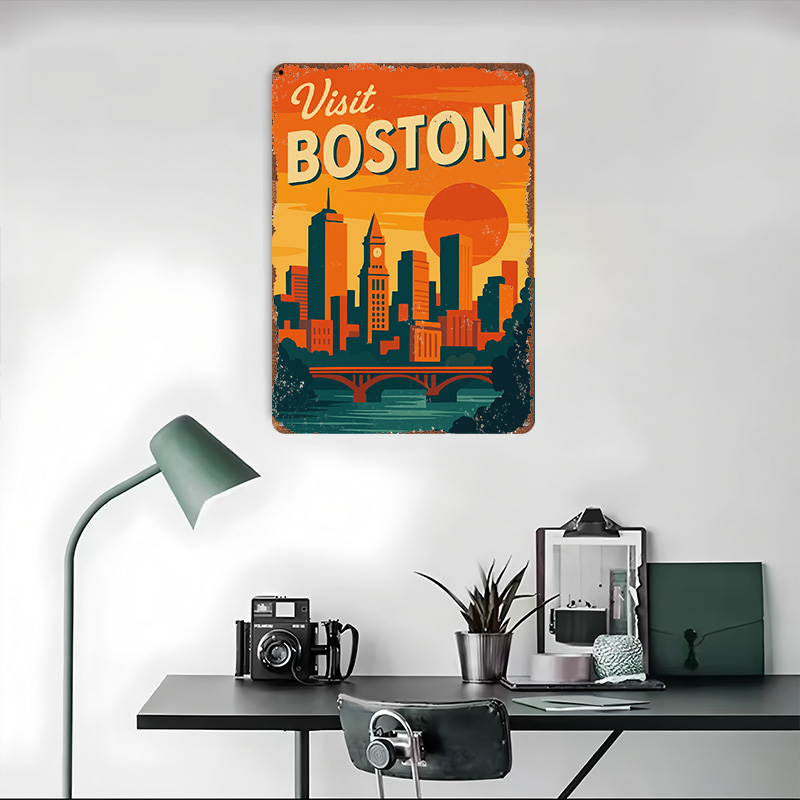 ボストンヴィンテージトラベルメタルポスター ファンや愛好家へ - Travel Accessories For Europe のレビューと価格